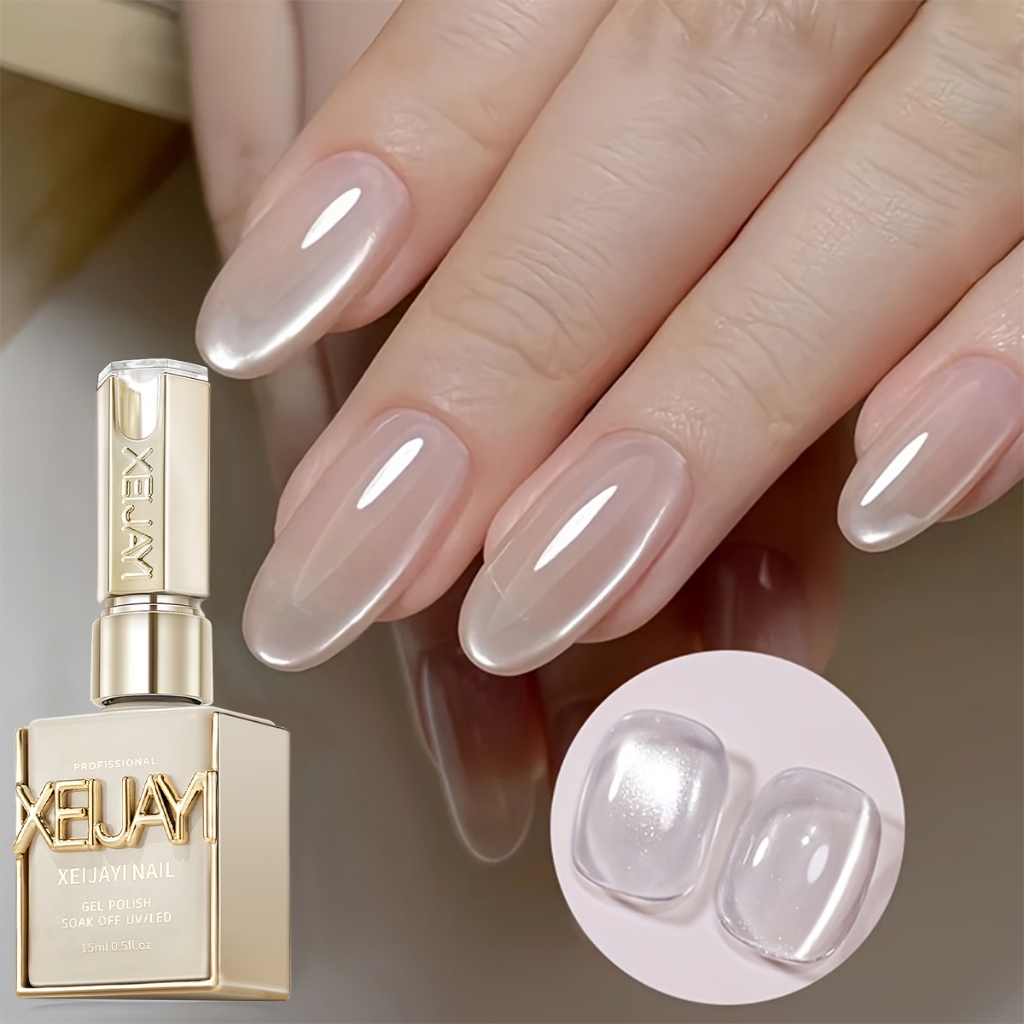 XEIJAYI 15ml – ยาทาเล็บเจลลายตาแมวสีเทาขาว – ทนทานและเหมาะสำหรับการทำเล็บ