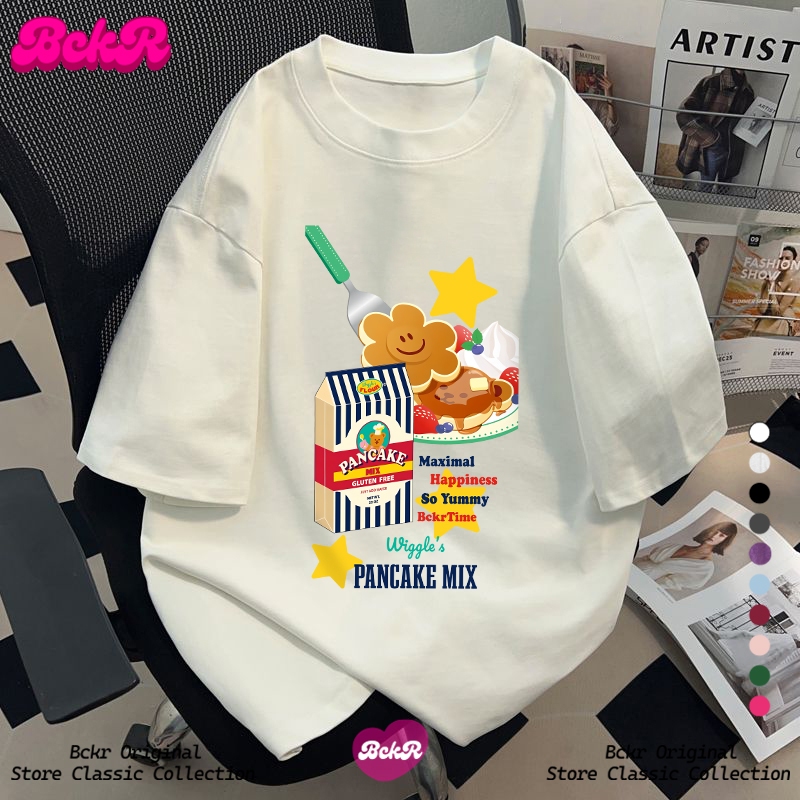 【จัดส่งตลอด 24 ชั่วโมง】🔥BCKR การ์ตูน กราฟฟิตี้ ลายสามแถบ คอกลม เสื้อ 🦷 oversizeเสื้อผญเสื่อยืดYG1204