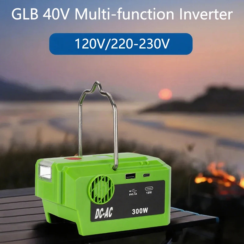 300W มัลติฟังก์ชั่อินเวอร์เตอร์สําหรับ GreenWorks GLB 40V แบตเตอรี่อินเวอร์เตอร์อะแดปเตอร์ 120 V/220-230 V Power Bank พร้อมไฟ LED - รูปที่ 4