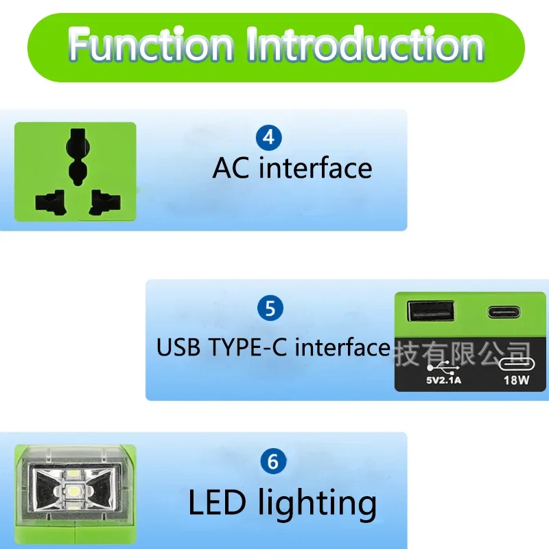 300W มัลติฟังก์ชั่อินเวอร์เตอร์สําหรับ GreenWorks GLB 40V แบตเตอรี่อินเวอร์เตอร์อะแดปเตอร์ 120 V/220-230 V Power Bank พร้อมไฟ LED - รูปที่ 6
