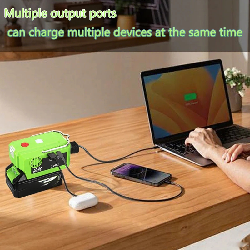 300W มัลติฟังก์ชั่อินเวอร์เตอร์สําหรับ GreenWorks GLB 40V แบตเตอรี่อินเวอร์เตอร์อะแดปเตอร์ 120 V/220-230 V Power Bank พร้อมไฟ LED - รูปที่ 3