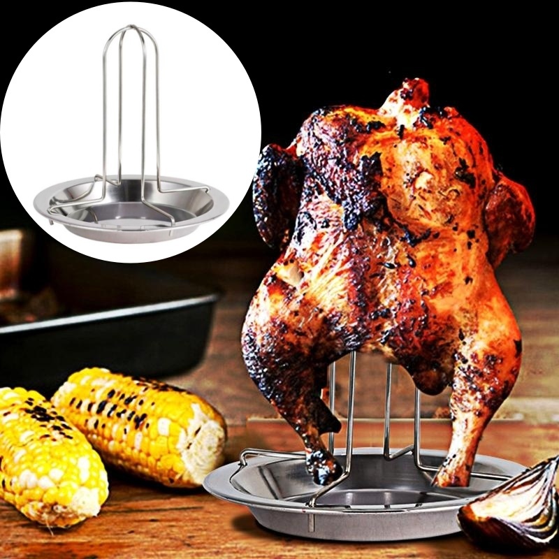 เตาอบไก่แบบพับได้ แท่นอบไก่แนวตั้งสำหรับกระป๋องเบียร์