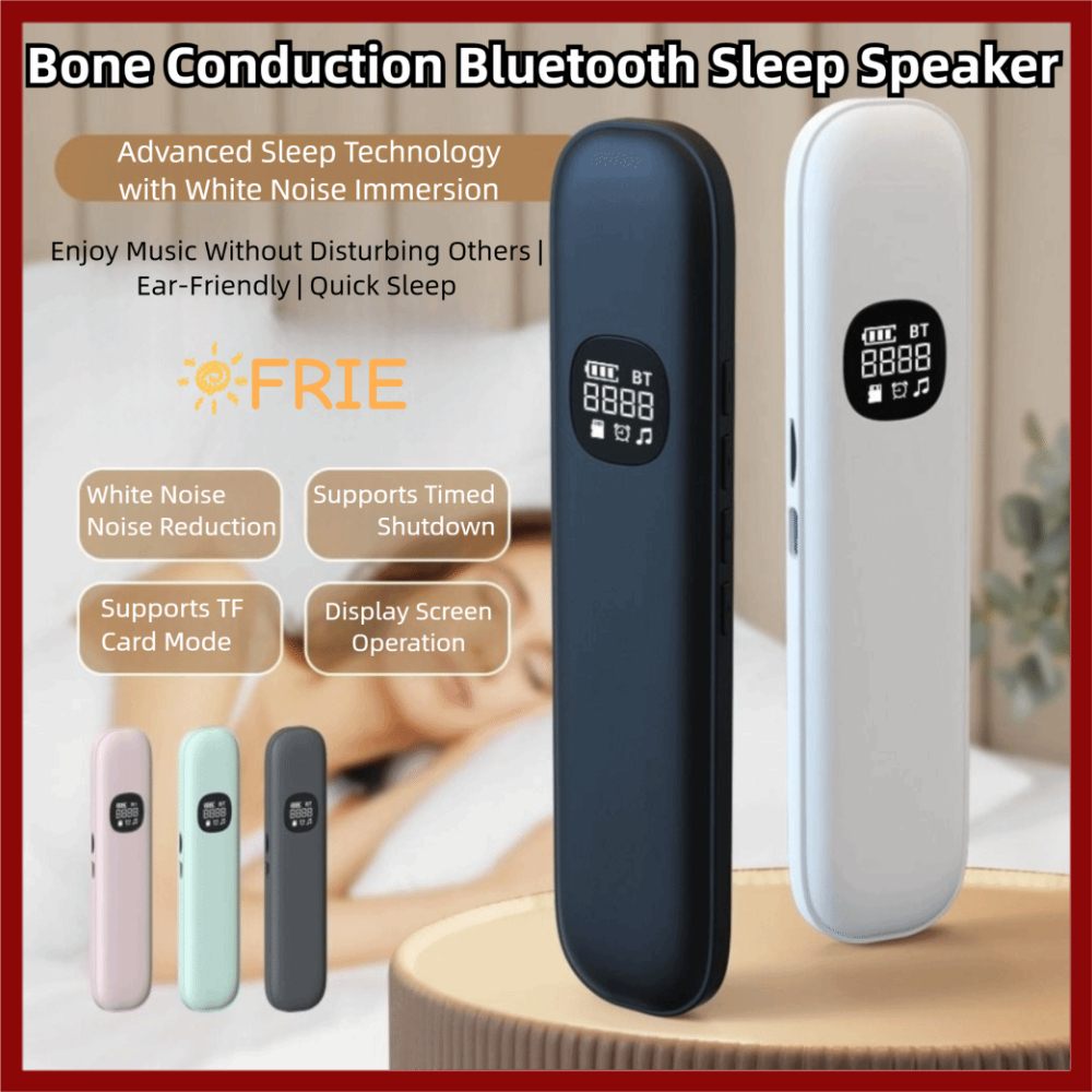 FRIE Bone Conduction Sleep Speaker, ลําโพงบลูทูธพกพา 5.4 ภายใต้ลําโพงหมอน, จอแสดงผล LED แบบชาร์จไฟได้สีขาวอุปกรณ์ช่วยการนอนหลับ