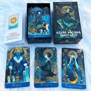 ชุดไพ่ทาโรต์ Azure Arcana, 78 การ์ด 13x8 ซม., รวมคําแนะนํากระดาษ, เหมาะสําหรับผู้เริ่มต้นใหม่การ์ดสอนทํานายเกม