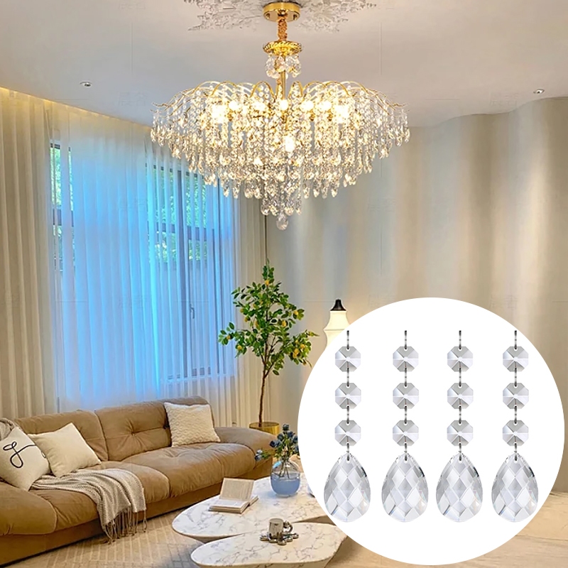 เกล็ดหิมะคริสตัลคริสต์มาสเครื่องประดับอะคริลิคใสลวดลูกปัด Garland Strand Faux ลูกปัด String Craft งานแต่งงาน Party Decor