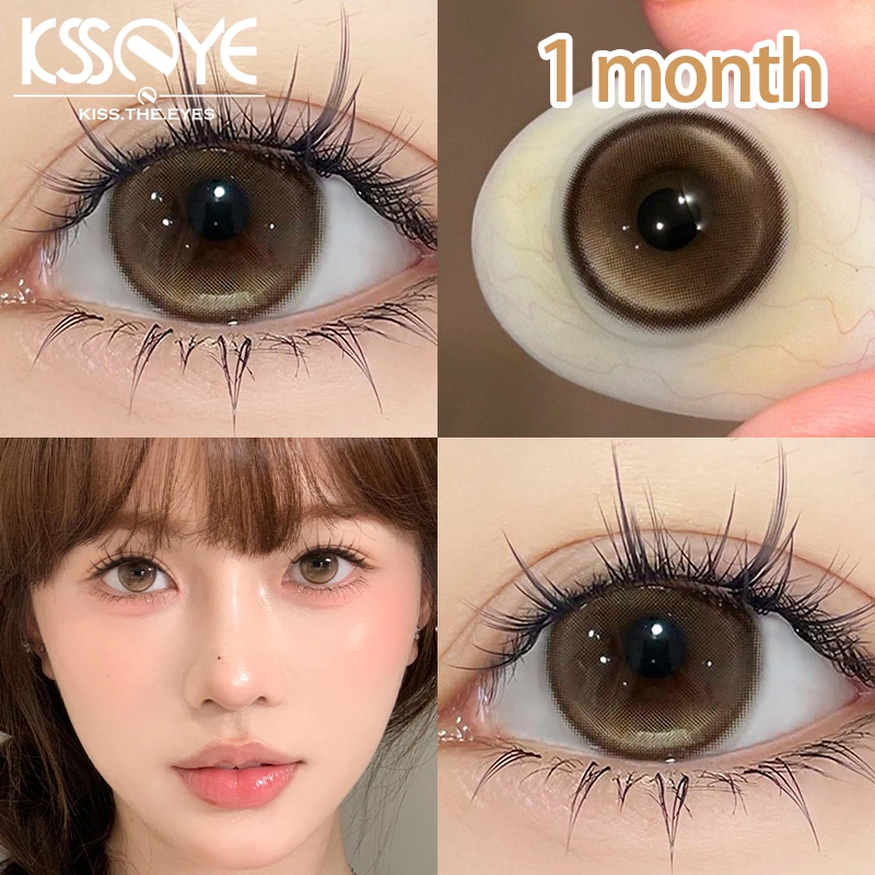 KSSEYE คอนแทคเลนส์ 1 คู่ eye รายเดือนใช้ 14.2 มม.-14.5 มม.สีคอนแทคเลนส์สีน้ําตาลธรรมชาติสวมใส่ทุกวัน