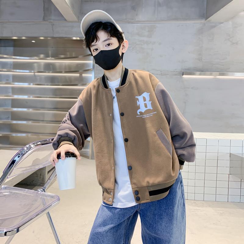 เสื้อเบสบอลสำหรับเด็ก สไตล์สะกดสี ตกแต่งตัวอักษรขนาดใหญ่ B INS สไตล์เทรนด์ เด็ก ฤดูใบไม้ผลิและฤดูใบไม้ร่วง สวมใส่ทุกวัน 6-13 ปี - รูปที่ 5