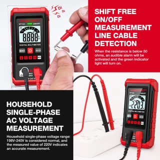HABOTEST HT123 มัลติมิเตอร์แบบดิจิตอล AC/DC 600V 4000 นับความแม่นยําสูง Anti-Burning สมาร์ทมัลติมิเตอร์การตรวจจับแรงดันไฟฟ้า AC แบบไม่สัมผัสหน้าจอปิดอัตโนมัติ