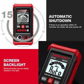 HABOTEST HT123 มัลติมิเตอร์แบบดิจิตอล AC/DC 600V 4000 นับความแม่นยําสูง Anti-Burning สมาร์ทมัลติมิเตอร์การตรวจจับแรงดันไฟฟ้า AC แบบไม่สัมผัสหน้าจอปิดอัตโนมัติ