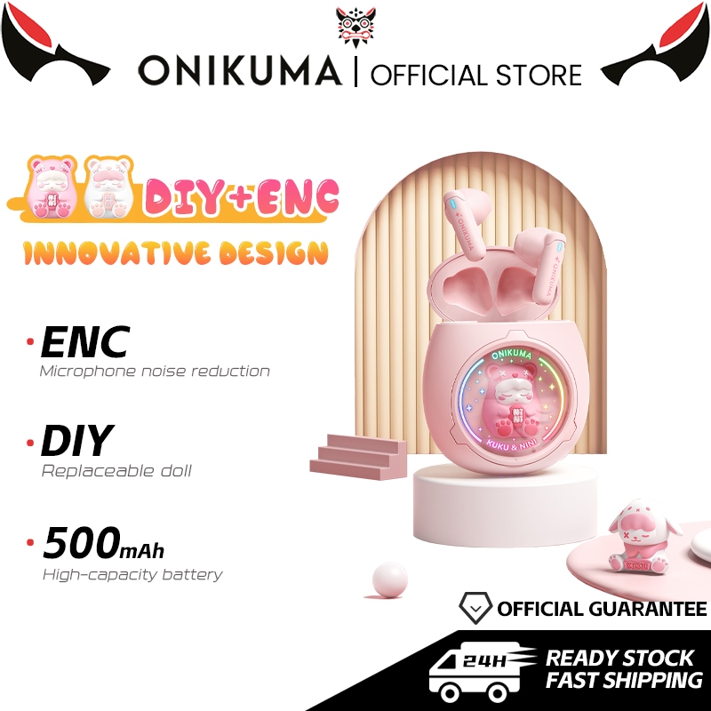 ONIKUMA หูฟังบลูทูธ ENC Mic ลดเสียงรบกวน 4 รูปแบบที่กําหนดเองหูฟังสําหรับเล่นเกมไร้สาย