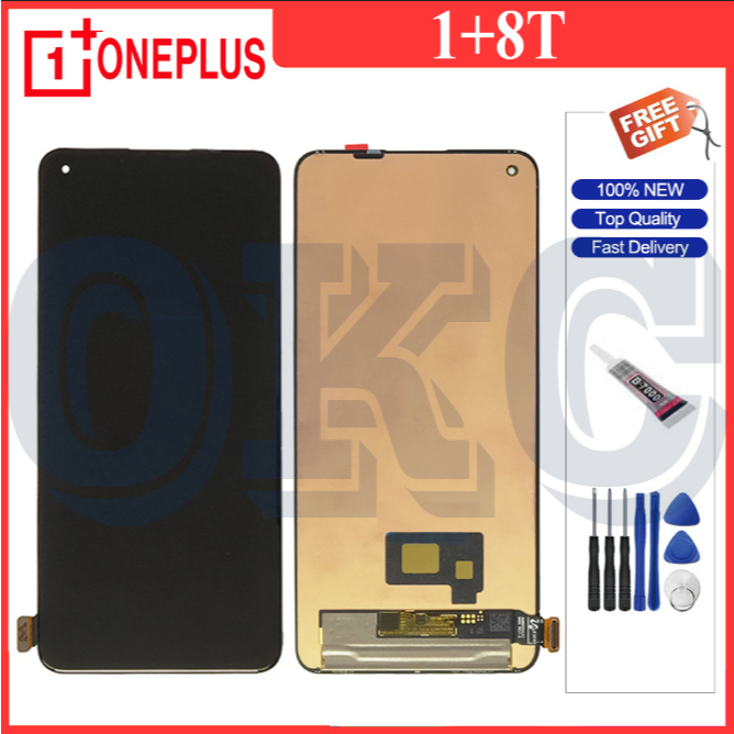 AMOLED LCD สําหรับ Oneplus 8T จอแสดงผล LCD Touch Screen Digitizer อะไหล่ทดแทน LCD