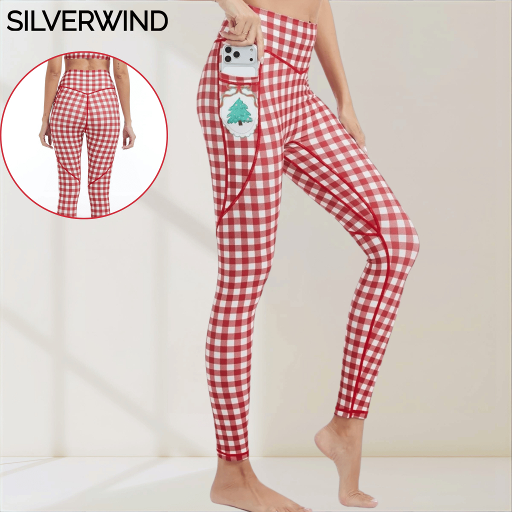 SILVERWIND Berry Merry เลกกิ้งเอวสูงพร้อมกระเป๋าสําหรับเล่นโยคะ พิลาทิส ยิม และออกกําลังกาย Buttery Soft และยืด Tummy Control