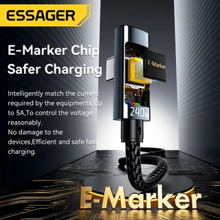 Essager ประเภท C ถึง Type C 240W/100W ข้อศอก Fast สายชาร์จสําหรับโทรศัพท์ PD QC 3.0 จอแสดงผลดิจิตอลสาย Usb C