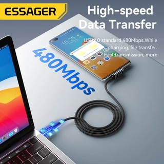 Essager ประเภท C ถึง Type C 240W/100W ข้อศอก Fast สายชาร์จสําหรับโทรศัพท์ PD QC 3.0 จอแสดงผลดิจิตอลสาย Usb C