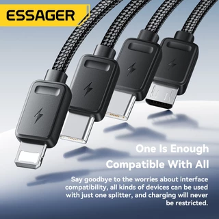 ESSAGER Type-C+Micro+iP สี่พอร์ตขยายหลายอุปกรณ์ชาร์จพร้อมกันขนาดกะทัดรัดและพกพา