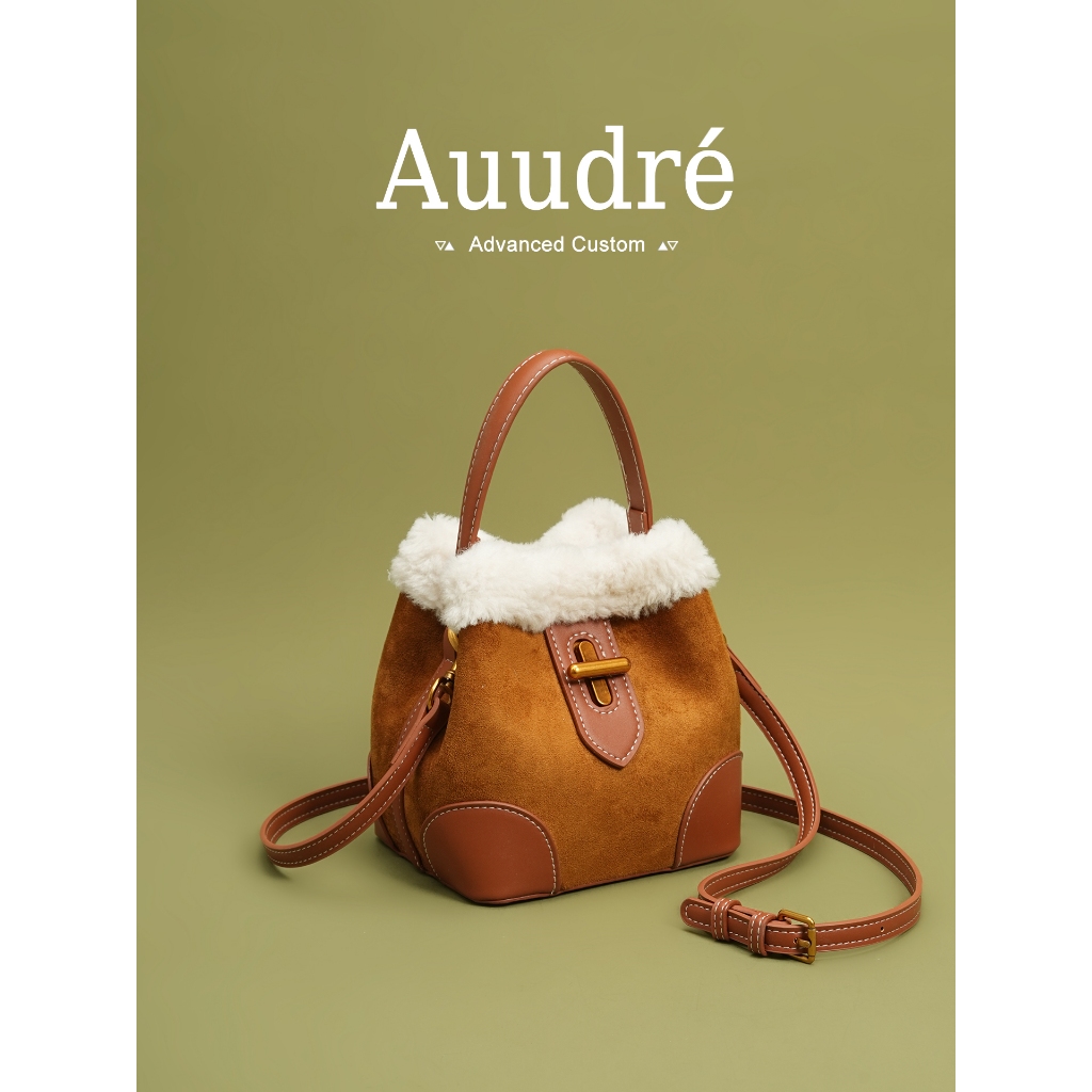 Auudre Premium Texture Retro Portable Bucket Bag Commuter Messenger Bag