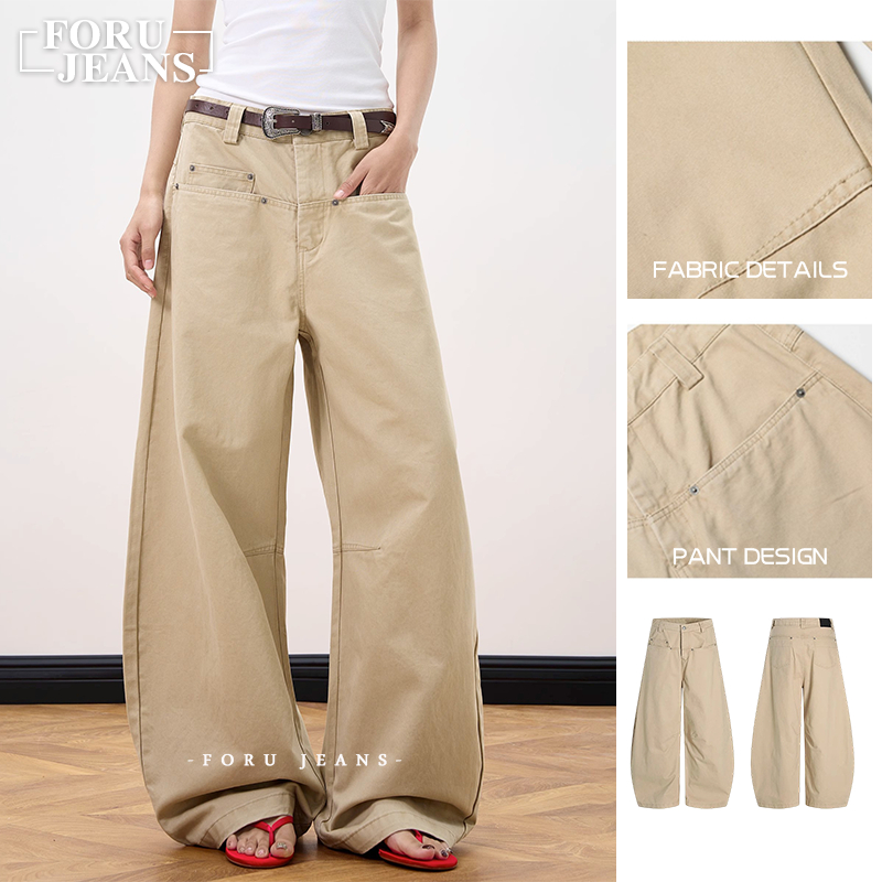 ForU [M-3XL] Baggy Jeans Men Wide Leg Pants for Men Baggy Pants Unisex Style Khaki Pants Retro Pants