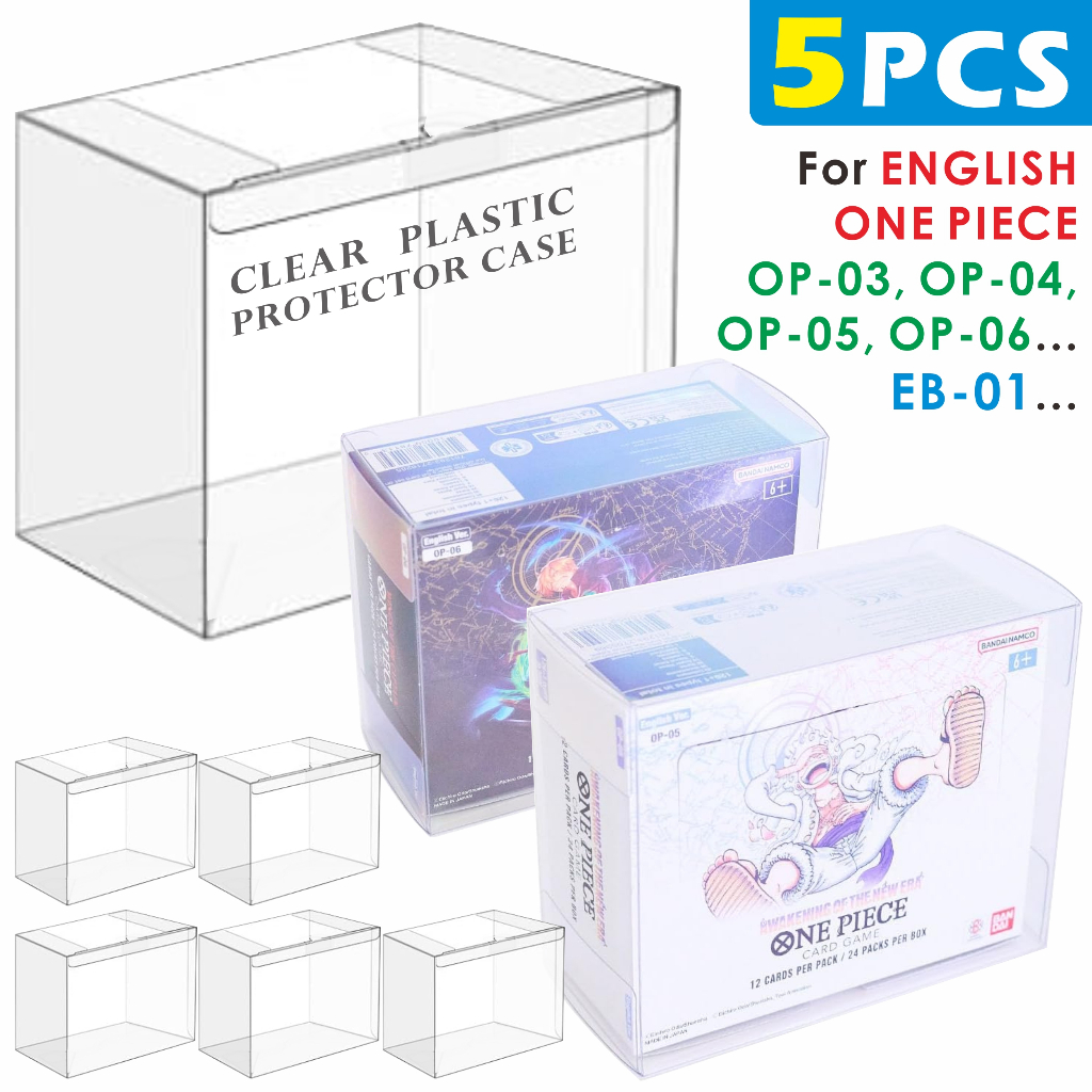 5PCS Clear Plastic Protector Case For English ONE PIECE(OP03 04 05... / EB01...) 0.45MM Folded Plast