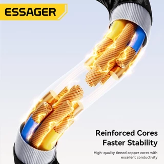 ESSAGER 240W Four in One Data Cable พร้อมชิป E-Marker ในตัวสําหรับปลอดภัยและรวดเร็วชาร์จโดยไม่ต้องเขื่อนอุปกรณ์