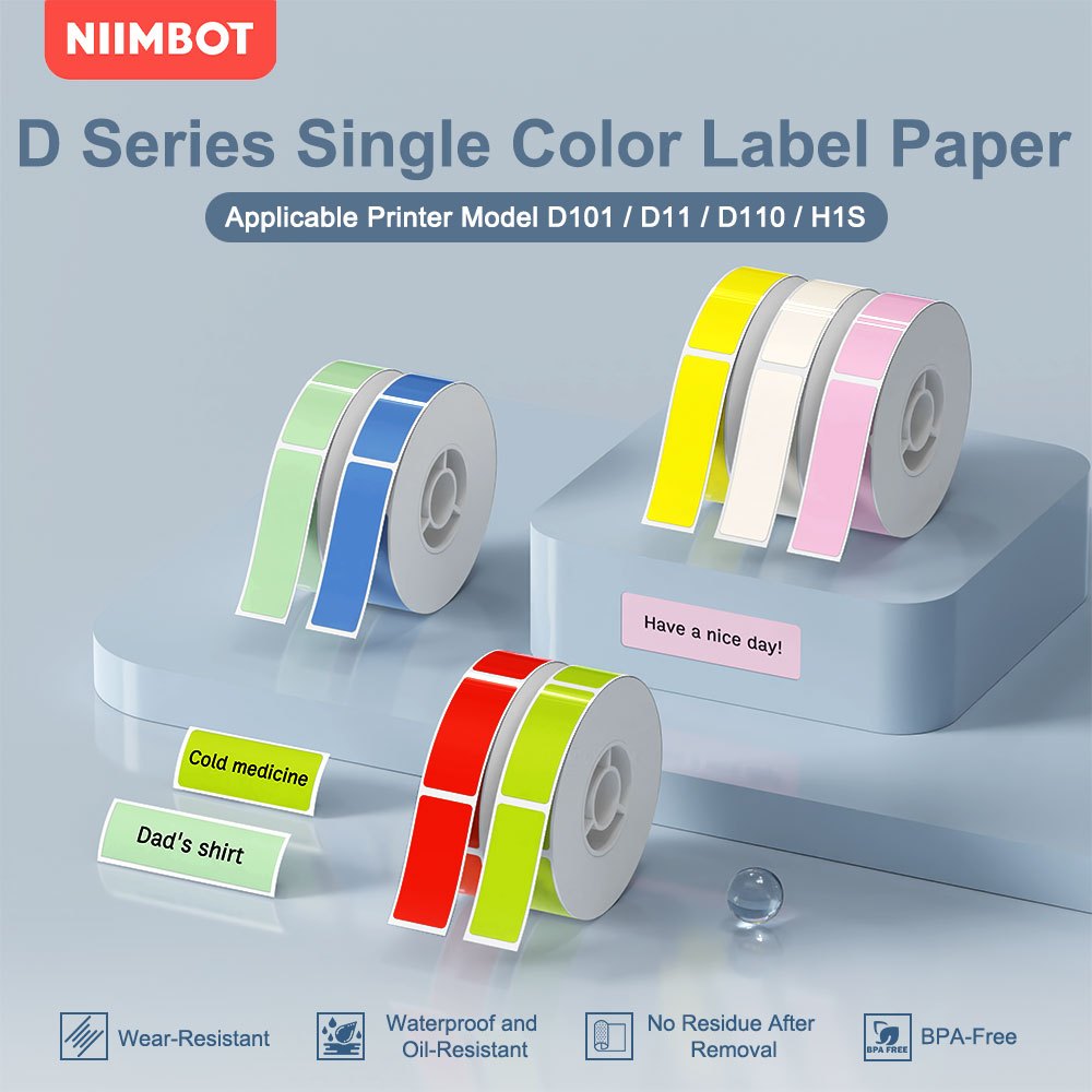 NiiMBOT D11 D110 D101 กระดาษฉลากความร้อนสีทึบ สติ๊กเกอร์สี กระดาษพิมพ์ฉลากการจําแนกเครื่องเขียนโรงเร