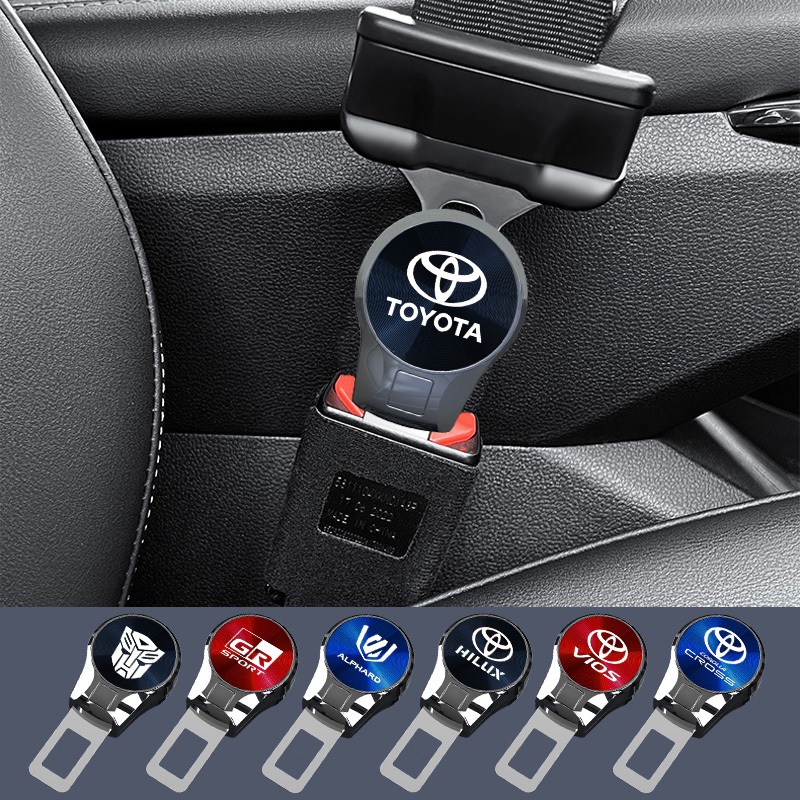 Toyota Car สังกะสีอัลลอยด์ปลั๊ก extender หัวเข็มขัดนิรภัยรถยนต์ pin ล็อคหัวเข็มขัด VIos Yaris Corolla Cross Veloz CHR Avanza Fortuner Rush Innova raize Rav4 GR Sport