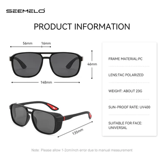 SEEMELO แว่นกันแดดเซเมโล ยูวี400 สำหรับผู้ชาย ขับรถและขี่จักรยาน ป้องกันทรายและแสงอัลตราไวโอเลต