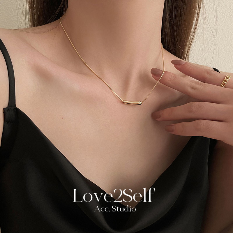 Love2Self X082 INS สร้อยคอมะเขือยาวร้อนโซ่เรียบง่าย K Gold-plated Hypoallergenic แฟชั่นอุปกรณ์เสริม