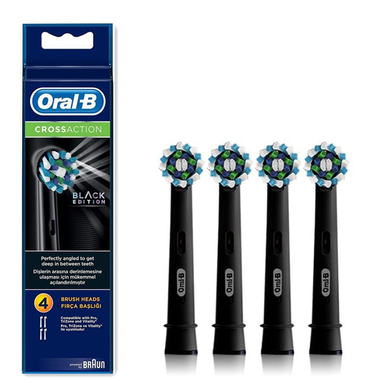 Oral B EB50 Cross Action แปรงสีฟันไฟฟ้าทําความสะอาดฟัน Gum Care หัวแปรงเปลี่ยนแปรงสีฟันโรตารีสําหรับผู้ใหญ่ (สีดํา/สีเขียว)