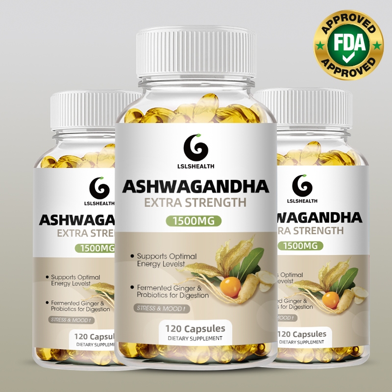 Lshealth Organic Ashwagandha 1500mg - แคปซูลมังสวิรัติ ผง Ashwagandha ออร์แกนิกบริสุทธิ์และสารสกัดจากราก - บรรเทาความเครียด, สารเพิ่มประสิทธิภาพอารมณ์