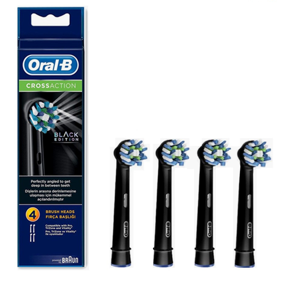 หัวเปลี่ยนสําหรับแปรงสีฟันไฟฟ้า Oral-B EB50 Cross Action สีดํา - 4 ชิ้น