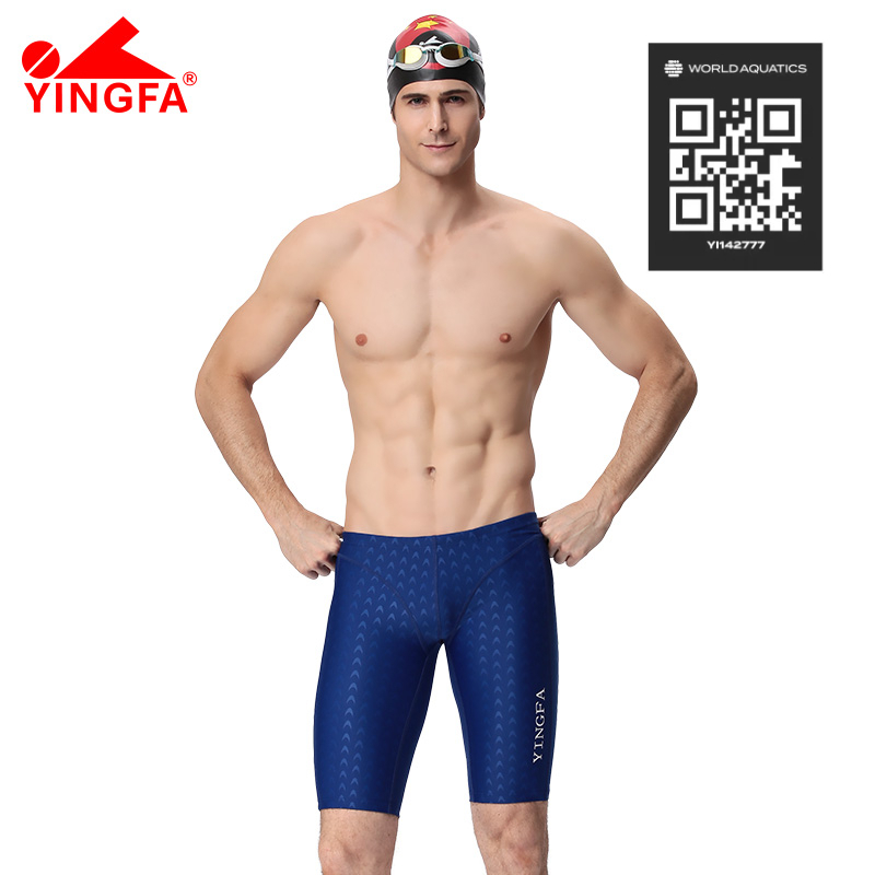 YINGFA FINA World Aquatics อนุมัติมืออาชีพผู้ชายกีฬาสวมใส่ทนทานแห้งเร็วต่อต้านคลอรีนว่ายน้ำการฝึกอบรมชุดว่ายน้ำ กางเกงว่ายน้ำ