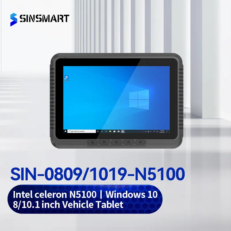 SINSMART 8 นิ้ว 10 นิ้ว IP65 แท็บเล็ตติดตั้งยานพาหนะอุตสาหกรรมรองรับ win10