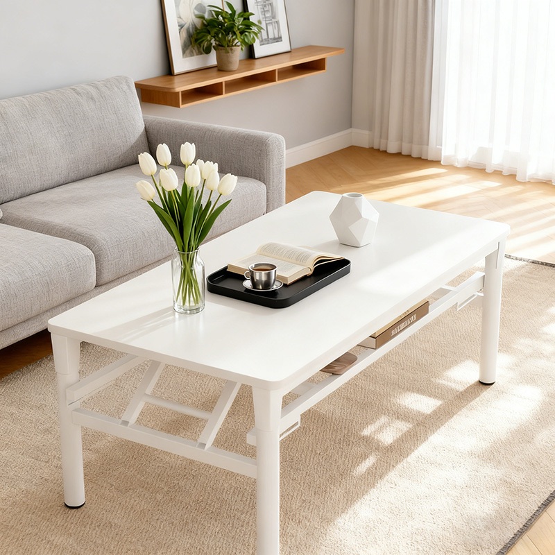 โต๊ะกลางโซฟา โต๊ะพับได้ โต๊ะรับแขก 100/120cm 2ชั้น โต๊ะหน้าโซฟา ขาโต๊ะเหล็ก แข็งแรงทนทาน ไม่ต้องประกอบ【มาพร้อมใช้】 - รูปที่ 6