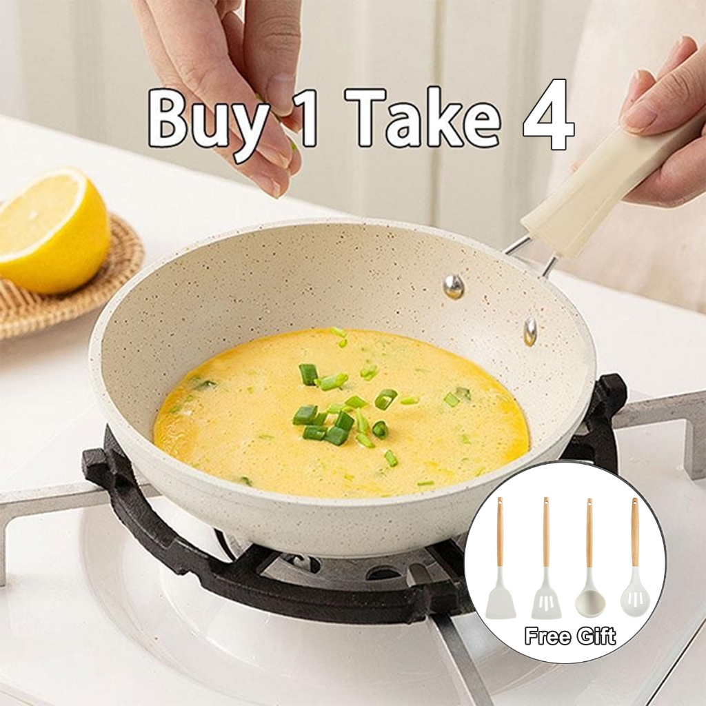 🚚【จัดส่งจากกรุงเทพฯ】🚚 Cille (โบนัส ซิลิโคน เครื่องครัว) กระทะ กระทะ กระทะเทฟล่อน กระทะทรงลึก ไม่ติดกระทะ ใช้ได้กับเตาทุกประเภท