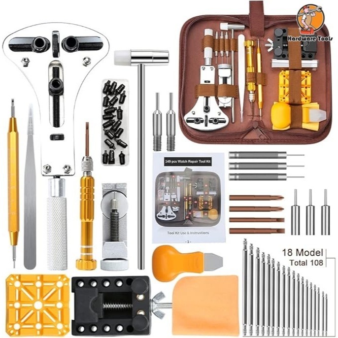 149ชิ้นนาฬิกาซ่อมเครื่องมือชุดแบตเตอรี่เปลี่ยนชุดเครื่องมือสายนาฬิกาข้อมือลิงค์ น้ํายาล้าง สปริงบาร์