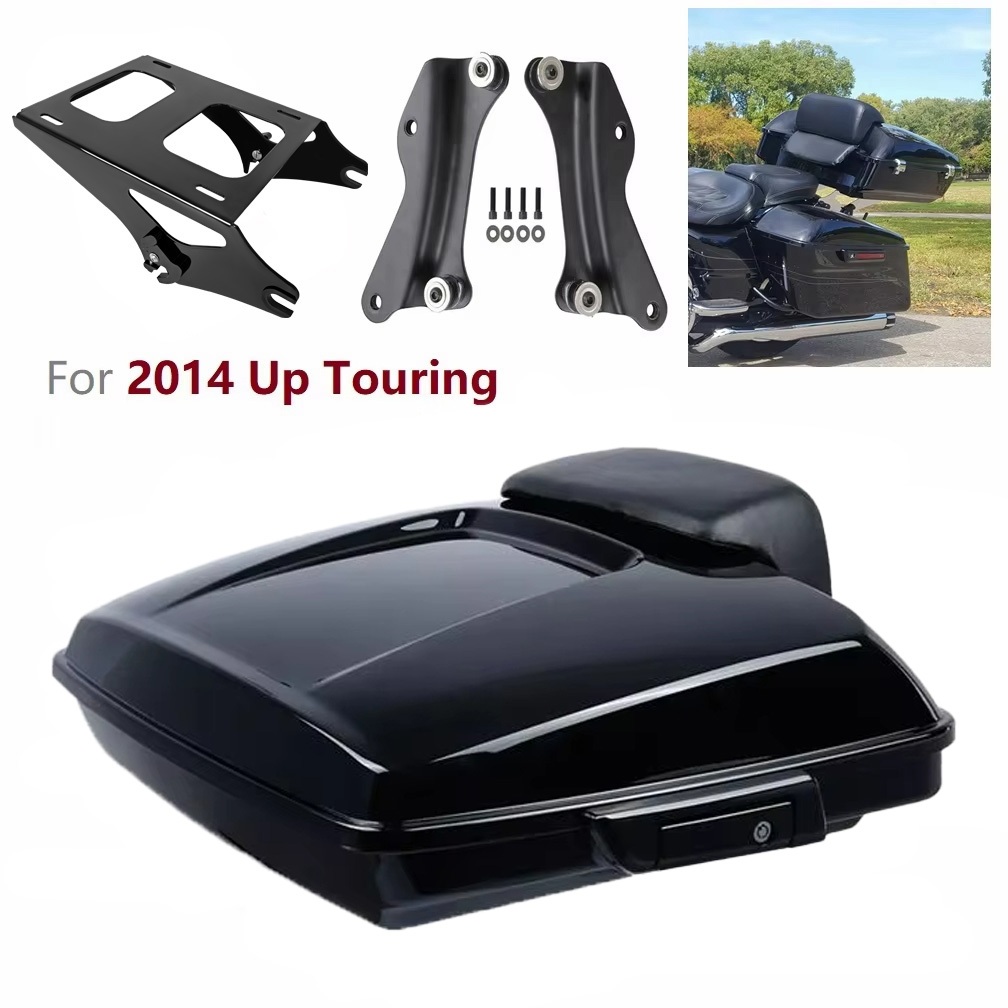2009-2025 สีดํา Latches มีดโกนหางกระเป๋า Trunk กล่องกรณี Tour Pak Pack พร้อมพนักพิง Pad สําหรับ Harley Davidson Street Glide Ultra Electra Road King Glide CVO