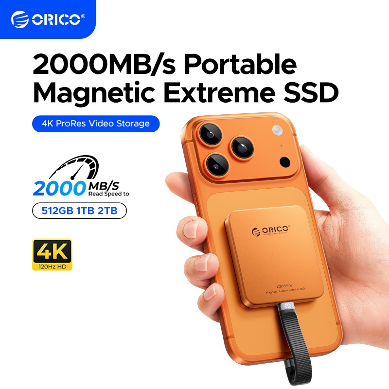 ORICO ฮาร์ดไดรฟ์ภายนอก SSD 512GB/1TB/2TB 20Gbps Type C แบบพกพา Magnetic External