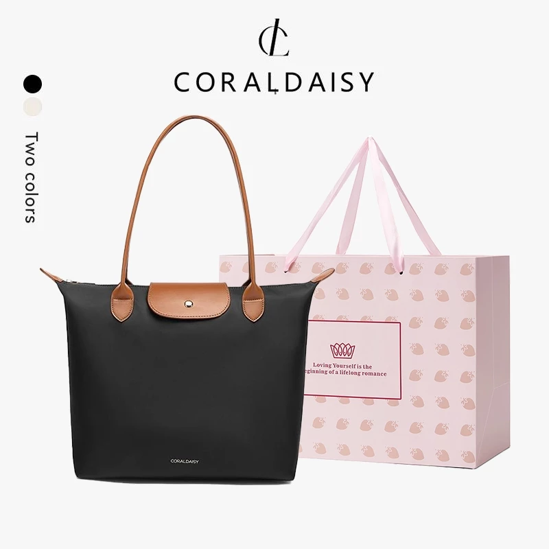 CORALDAISY 2025 รูปแบบใหม่ สง่างาม กระเป๋าโท้ต กระเป๋าสะพายซิป ความจุขนาดใหญ่ แล็ปท็อป กระเป๋าถือ