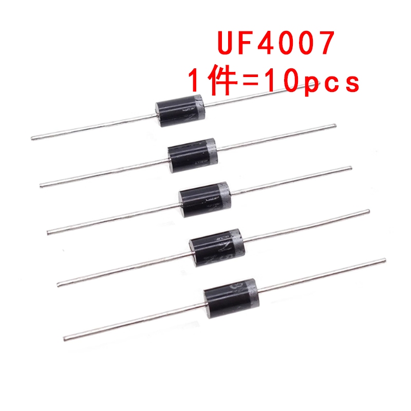 10 ชิ้น UF4007 DO-41 ไดโอด Rectifier ที่รวดเร็วเป็นพิเศษ 1A/1000V In-Line 4007