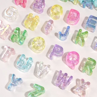 5pcs ลูกปัดซันไชน์สีสดใส 5 ชิ้น ลายอังกฤษ ขนาดใหญ่ สำหรับทำพวงกุญแจหรือเครื่องประดับ DIY