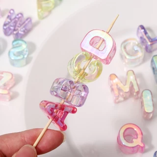 5pcs ลูกปัดซันไชน์สีสดใส 5 ชิ้น ลายอังกฤษ ขนาดใหญ่ สำหรับทำพวงกุญแจหรือเครื่องประดับ DIY