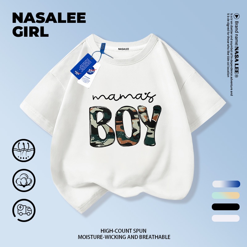 【จัดส่งทันทีวันเดียวกัน】NASA เสื้อเชิ้ตแขนสั้นสำหรับเด็ก สีน้ำเงินกรมท่า ผ้าฝ้ายสวมใส่สบาย ลายพิมพ์สไตล์อเมริกันเทรนด์ เหมาะสำหรับเด็กอายุ 3-16 ปี (ทั้งเด็กชายและเด็กหญิง)