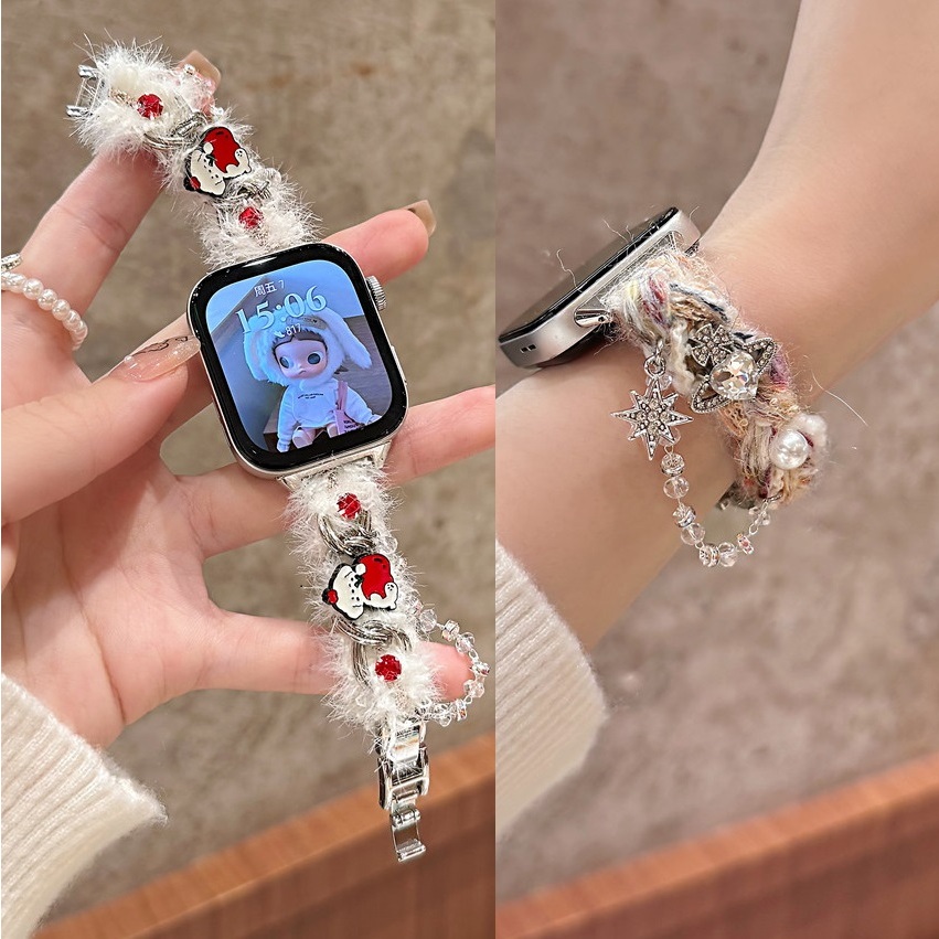 สีขาว Fluffy สายนาฬิกาสําหรับ Huawei Watch Fit 4 สายรัดข้อมือสําหรับ Huawei Watch Fit 4 Pro สาย Soft