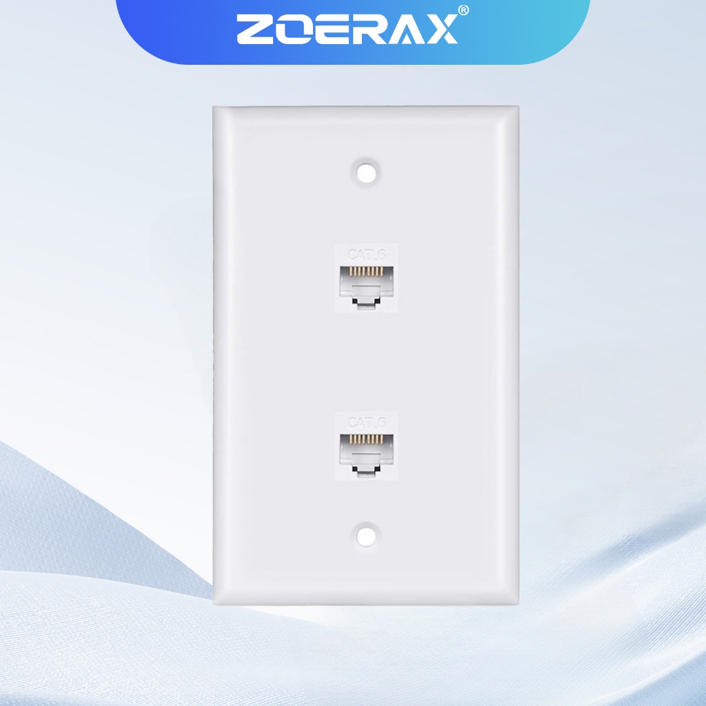 ZoeRax Cat6 แผ่นผนังอีเธอร์เน็ต, แผ่นผนังอีเธอร์เน็ตหญิง-หญิงที่ถอดออกได้เข้ากันได้กับอุปกรณ์อีเธอร์เน็ต Cat6/5/5e