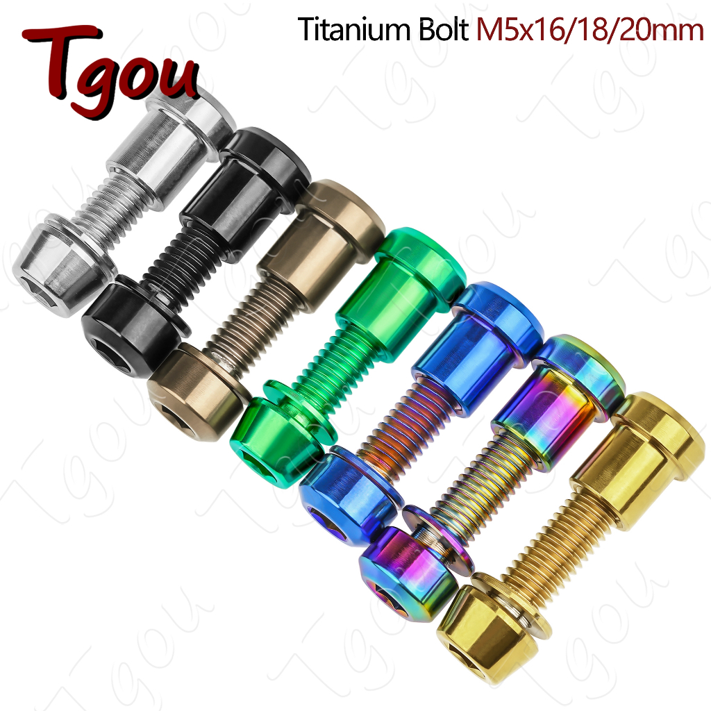 Tgou น็อตไทเทเนียม M5 และสลักเกลียวไทเทเนียม M5x16 18 20 มม. พร้อมสกรูหัวหกเหลี่ยม สําหรับก้าน 3T