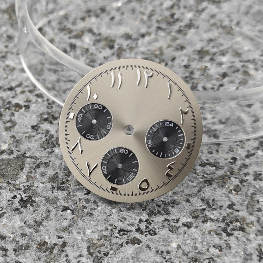 29.5MM Retro Multi-Function Middle East Panda Surface นาฬิกา Dial Chronograph นาฬิกาควอตซ์อุปกรณ์เสร