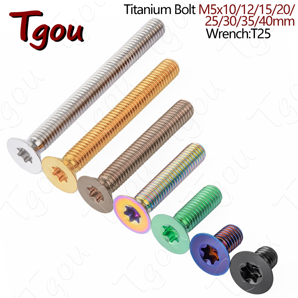 Tgou ไทเทเนียม Bolt M5X10 12 15 20 25 30 35 40 มม.T25 Torx Countersunk หัวเบรคสกรูสําหรับจักรยานรถ