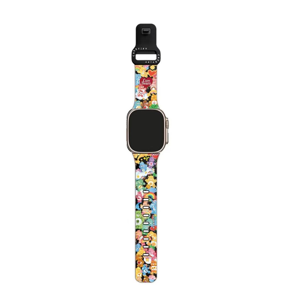 Rainbow Bear Stranger Story สายนาฬิกาเหมาะสําหรับ Apple Watch 38mm/40mm/41mm/s10 42mm 42mm/44mm/45mm/s10 46mm/49mm สายซิลิโคนแบบพกพาแฟชั่น All-Match Niche Creative