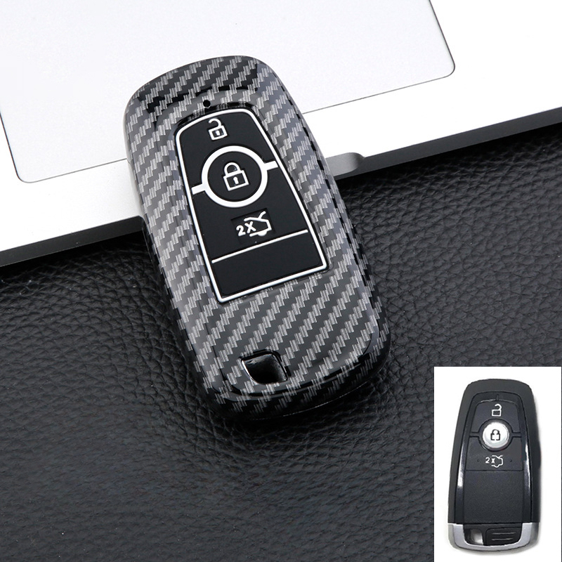 เคสกุญแจรีโมทรถยนต์ คาร์บอน และซิลิโคน ABS สําหรับ Ford Ranger Rapter Fx4 Max Wildtrak XLT XL EcoSpo