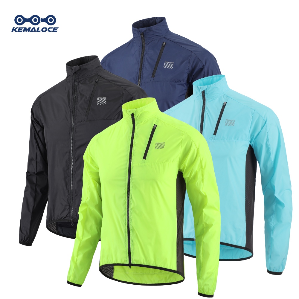 KEMALOCE แจ็คเก็ตขี่จักรยาน Windproof ผู้ชาย แขนยาว กันลม ultralight สำหรับ MTB สีดำและเหลือง